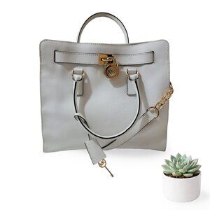 Michael Kors White Saffiano Leather Hamilton East-West Tote Bag